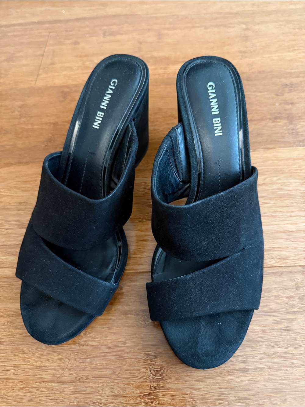 Gianni Bini black suede heeled sandals